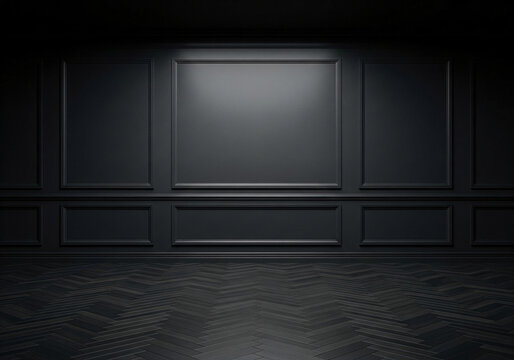 Minimal Luxury Room with Dark Paneled Wall Interior Background
