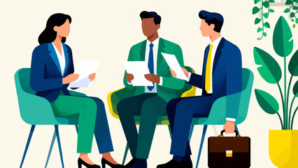 Three professionals in business meeting