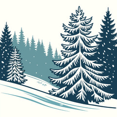 Obraz premium winter forest vector illustration