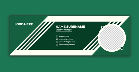Modern Green Email Signature Design with Space for Logo and Information