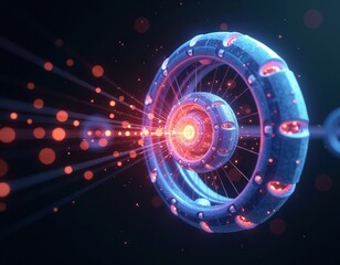 Abstract Futuristic Technology Ring with Glowing Energy Flow