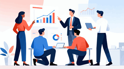 Business team reviewing data charts