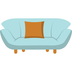 Modern interior decor set. Retro furniture, potted house plants, lamps, mirrors, home pictures, books, clocks, sofas and armchairs. Colored flat vector illustration isolated on white background