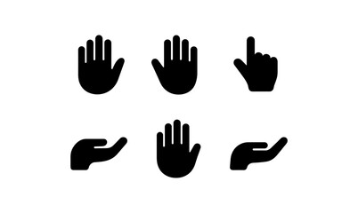 Obraz premium Minimalist hand gesture icons in black silhouette style for user interface design