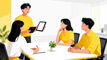 Team meeting in modern office setting