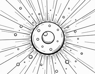 Abstract Cosmic Energy Burst Line Art Illustration