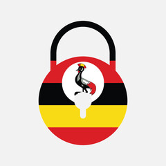 Uganda flag icon on rounded lock
