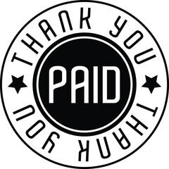 Paid Sign Word Text Rubber Stamp Grunge Effect Vector Illustration, Grunge rubber stamp with the text Paid and Thank you, Distressed red paid stamp isolated on transparent background. Paid Logo Victor