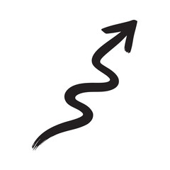 Curved black upward arrow on white background, symbolizing growth, ambition, or direction. Minimalist vector suitable for business, presentations, web design, marketing, and creative projects.