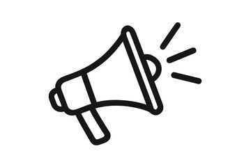 Simple megaphone loudspeaker icon for advertising, marketing, and promotion. Announce news, protest, or public alert. Communication, broadcast, and voice symbol. Vector.