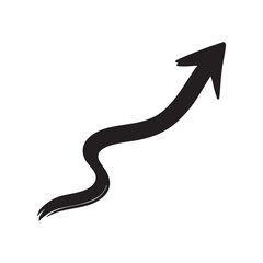 Curved black upward arrow on white background, symbolizing growth, ambition, or direction. Minimalist vector suitable for business, presentations, web design, marketing, and creative projects.