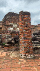 Wat Chaiwatthanaram in Ayutthaya, Thailand. Scenic ruins of the Buddhist temple in the ancient city. Buildings destroyed by time.