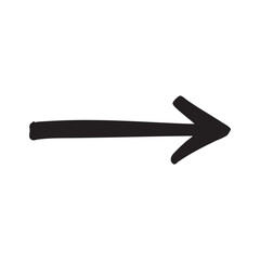 Bold black right-pointing arrow in hand-drawn style on a white background. Minimalist vector suitable for direction, navigation, business presentations, web icons, infographics, and creative projects.