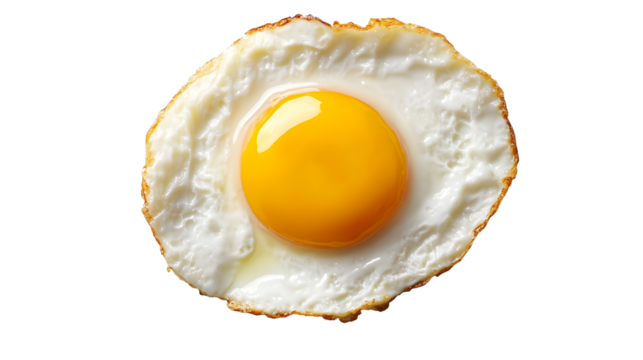 Perfectly cooked sunny side up egg isolated on black background for culinary design
