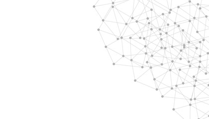 Fototapeta premium Abstract plexus background with grey geometric network lines and dots, minimalist digital connection web on white, clean technology data structure for corporate presentation and web design