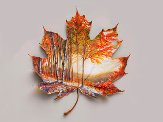 Autumn Sunrise in Maple Leaves