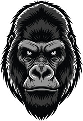 Intense gorilla portrait illustration with fierce eyes