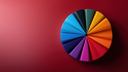 Obraz premium Colorful circular art arrangement on a red background