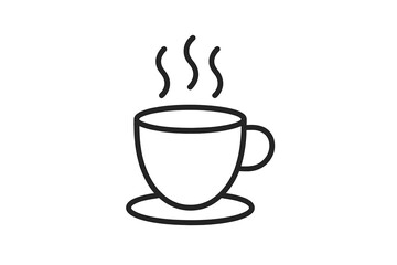 Obraz premium Coffee time icon. Minimalistic thin line vector for web and graphic design. Hot drink, steaming mug pictogram. Cafe, espresso, cappuccino, latte logo. Morning break symbol.