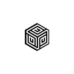 initials HEXAGON LOGO U .U logo design. Initial Letter Logo U . Hexagon logo design