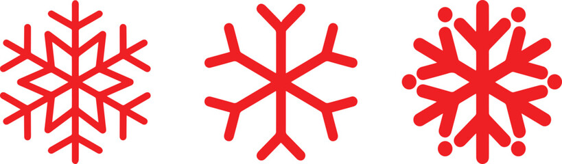 Snowflake icons, simple geometric snowflake symbols, abstract winter snow element