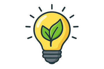 Light bulb with leaf icon. Green energy concept. Eco friendly idea for sustainability and environmental conservation. Renewable power symbol. Ecology growth innovation vector.