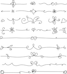 Obraz premium Collection of elegant vintage decorative line borders and dividers in black ink on white
