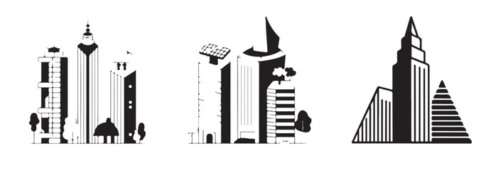 Obraz premium Building and real estate icon set, building web icons, minimalist Building line icons set, vector illustration EPS 10.