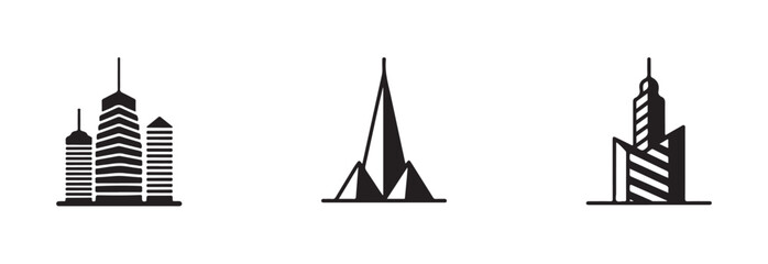 City building icon, building icon for design of city, town or apartment, skyscraper icons styles building architecture, vector illustration EPS 10.