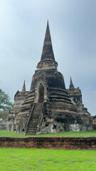 The three pagodas of Wat Phra Si Sanphet in Ayutthaya historical park, Ayutthaya, Thailand. Scenic ruins of the Buddhist temple in the ancient city.