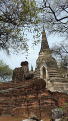 The three pagodas of Wat Phra Si Sanphet in Ayutthaya historical park, Ayutthaya, Thailand. Scenic ruins of the Buddhist temple in the ancient city.