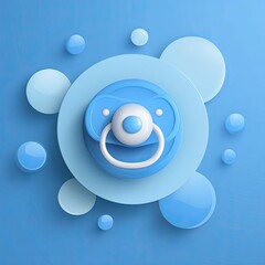 Blue Baby Pacifier on Light Blue Background with Circles
