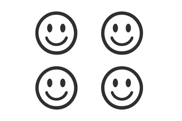 Black Happy Face Icon, Trendy Flat Style Satisfaction Symbol for Web Design, UI, Logo, App Interface, Smiley Emoticon Vector Illustration on White Background