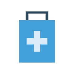 first aid kit box icon with red cross symbol