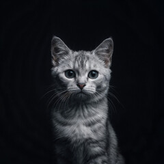 black and white cat portrait