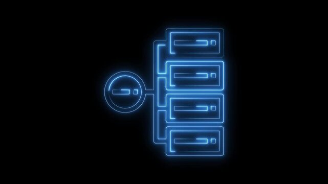 Illuminated network diagram depicting server connections and data flow on black background