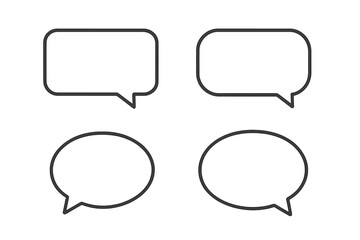 Speech bubble vector icon set. Chat bubbles for communication, message, dialogue. Simple line art design for comments, quotes, social media posts. Minimal outline graphic.