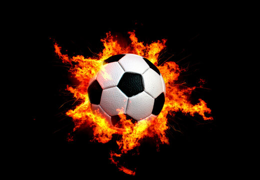 Soccer ball on fire dynamic sports concept with intense flames and energy perfect for sports marketing and event promotion - Powered by Adobe