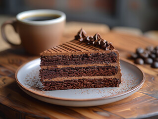 Chocolate cake and coffee