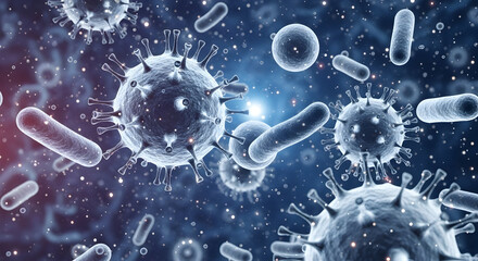 Microscopic view of bacteria and viruses detailed scientific illustration of infectious microorganisms for medical and research purposes