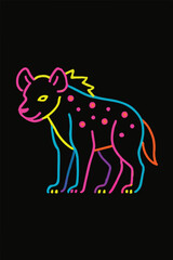 Hyena Flat Neon Vector Illustration with Clean Accents