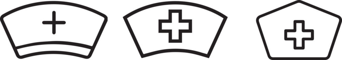 Nurse cap, icon medical icon,hospital ,medical symbol,cross symbol,plus symbol ,medical icons,minimalist,black and white,line art