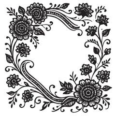 vector floral frame mehndi style 