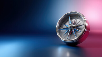 Compass resting on a smooth surface with colorful background