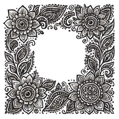vector floral frame mehndi style 