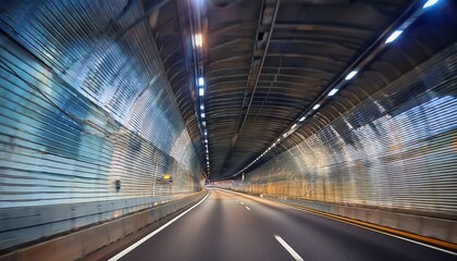 Obraz premium view from a car sydney toll road tunnel showing speed signs and four lanes with camera shake