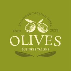 Vintage Olive Brand Badge Green Logo