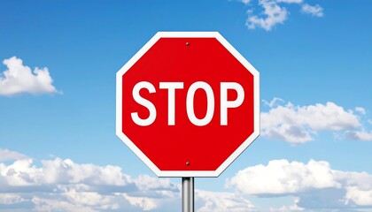 Obraz premium Stop sign against a partly cloudy sky