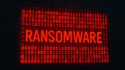 Illustration of ransomware attack with binary code glowing in red, representing cybersecurity threats in the digital age. - Powered by Adobe