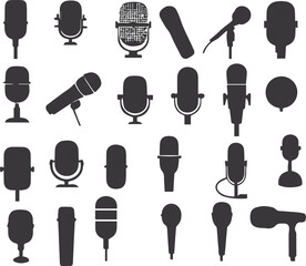 set of retro microphone icons